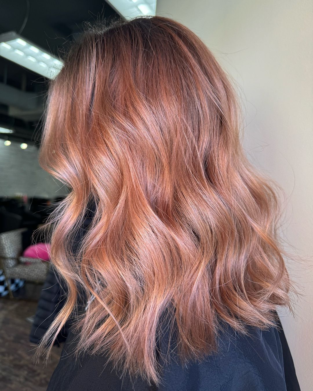 strawberry rose gold soft waves