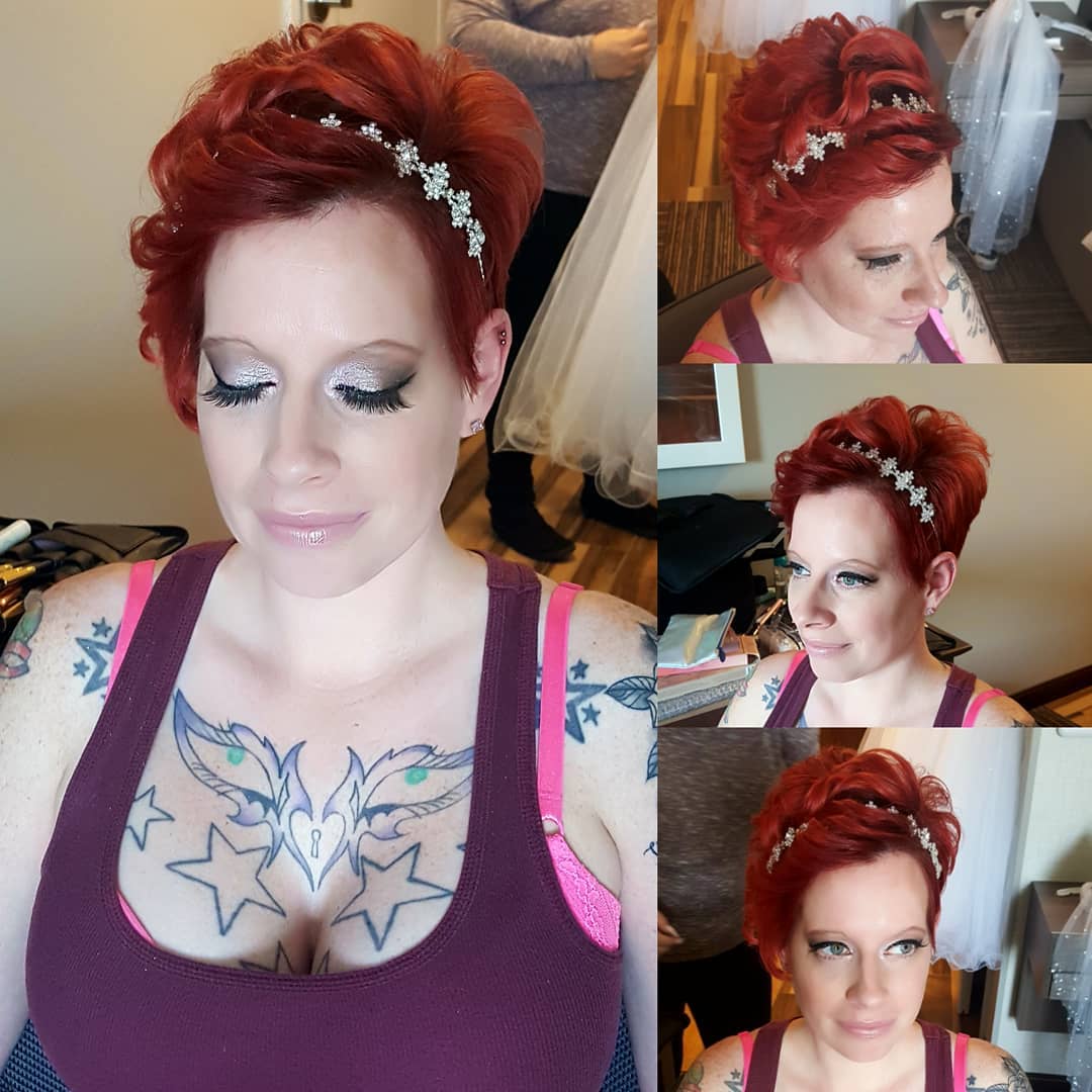 voluminous wavy pixie cut with a decorative headband