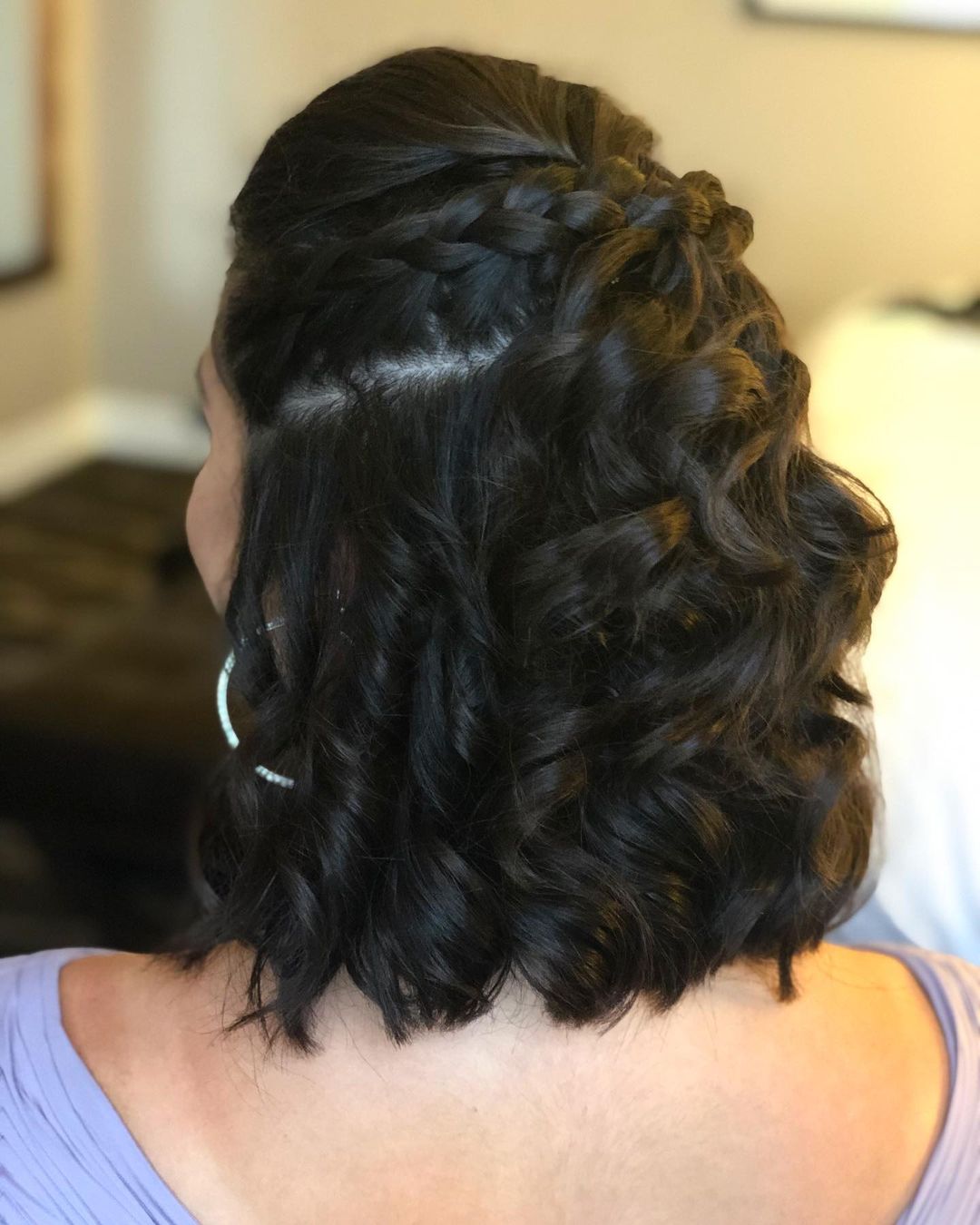 wavy braided half-up half-down