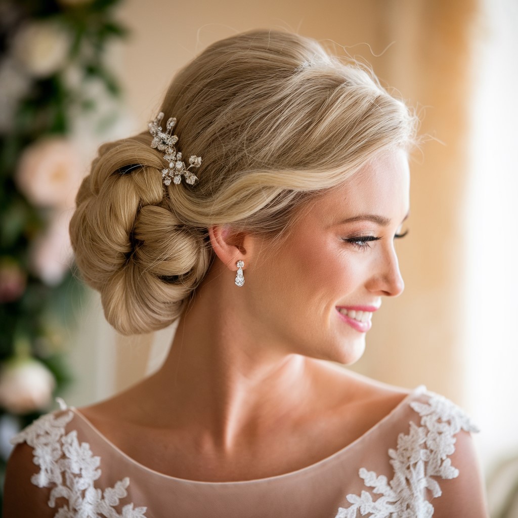 Penteado de casamento clássico com chignon