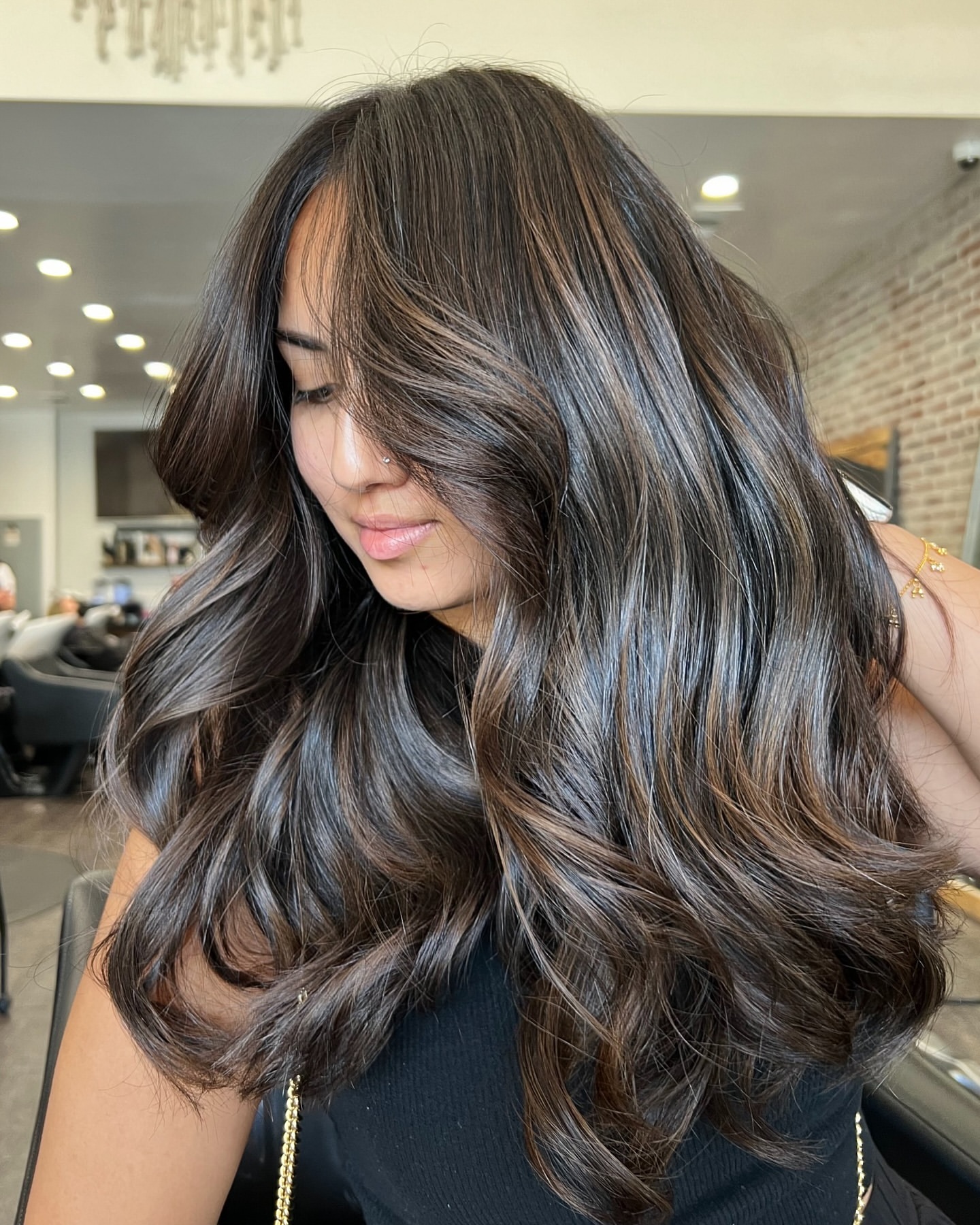 cool-toned brunette babylights