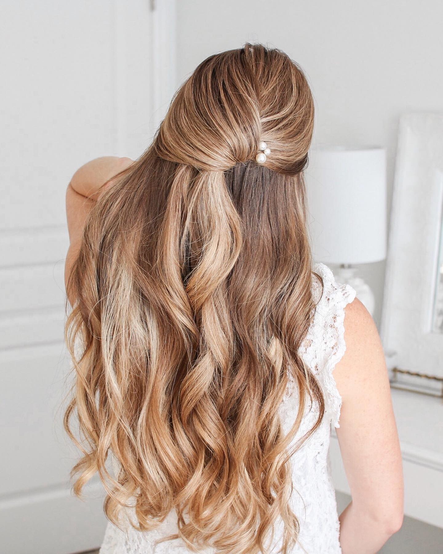 simple half-up half-down bridesmaid hair