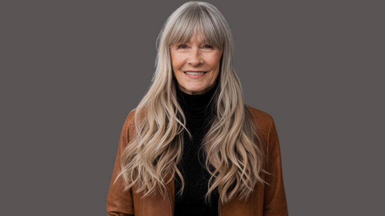 long hair with bangs for women over 50