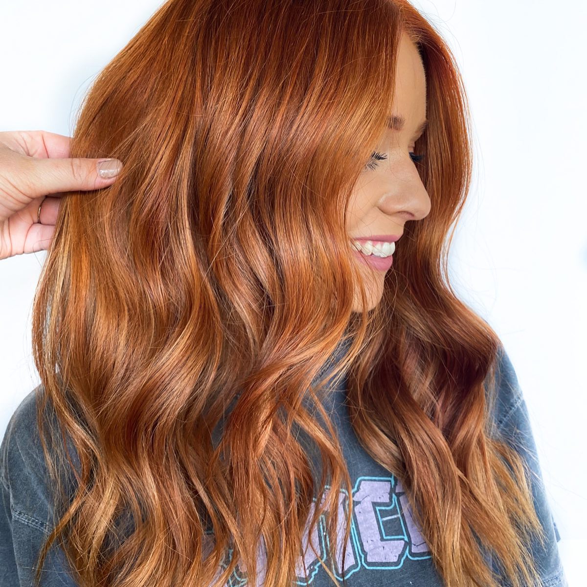 dimensional light copper brown hair