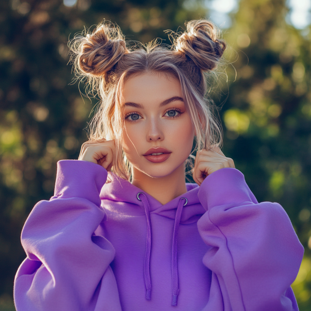 Space Buns Hoodie Hairstyle