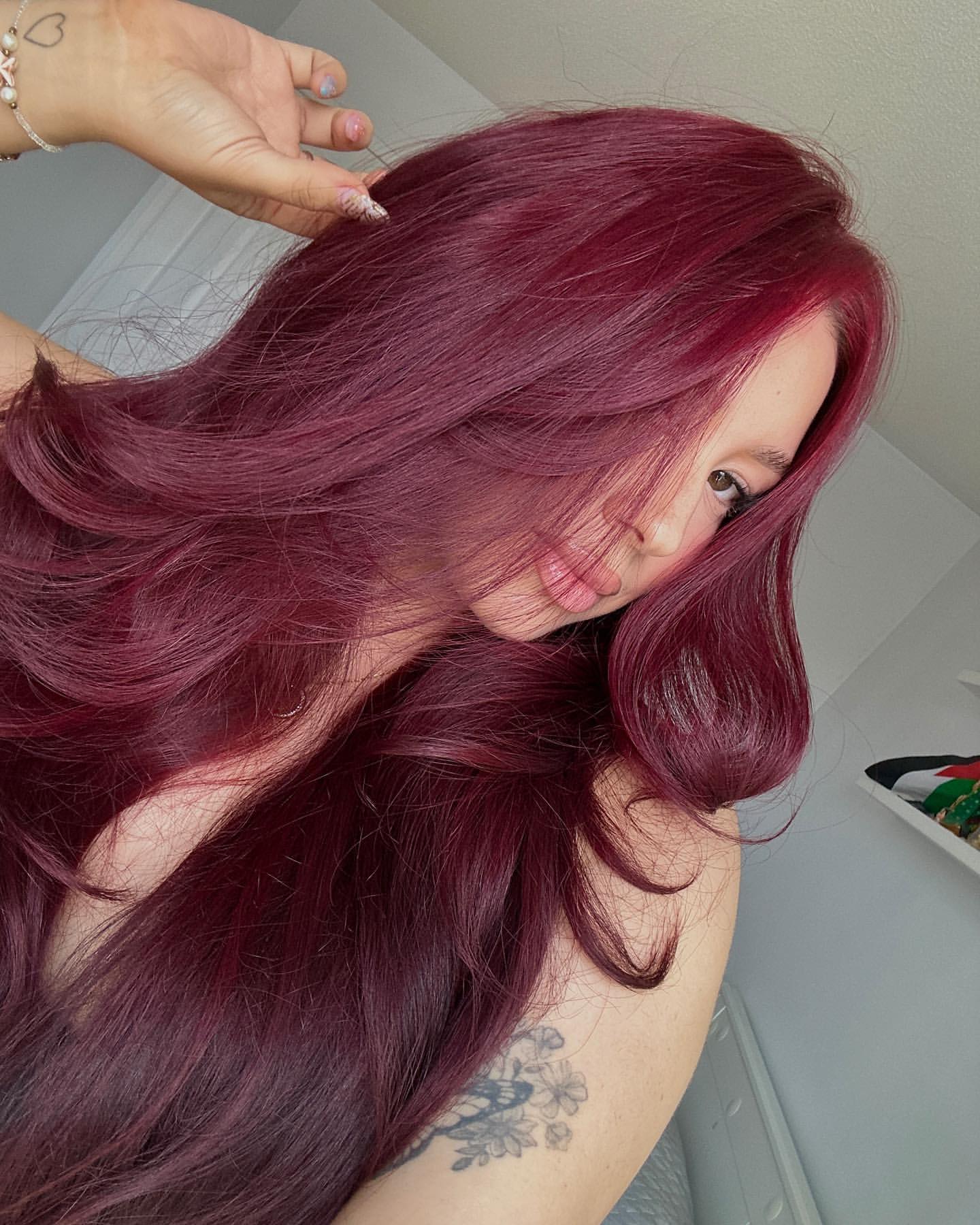 burgundy wine hair