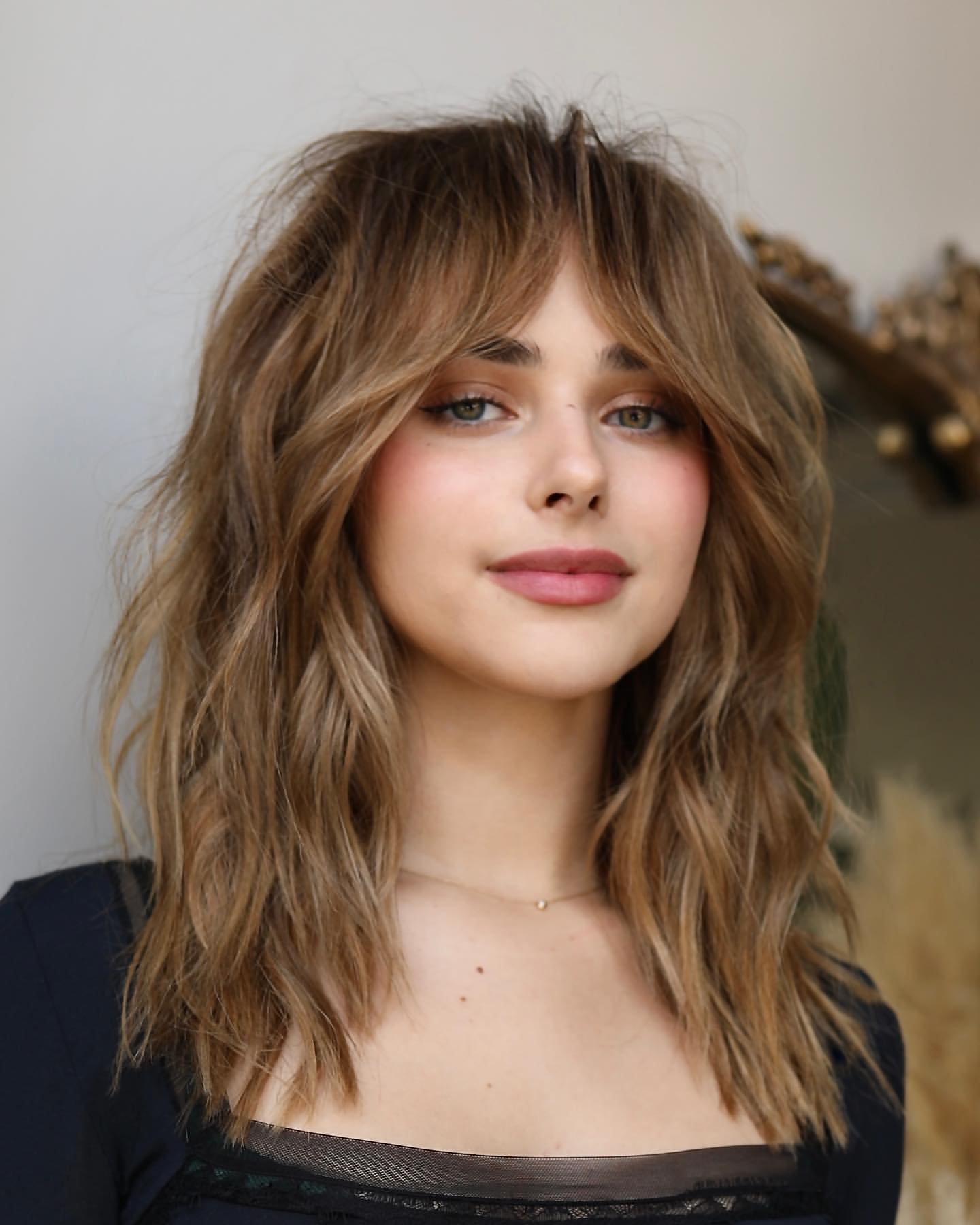 textured shoulder-length haircut