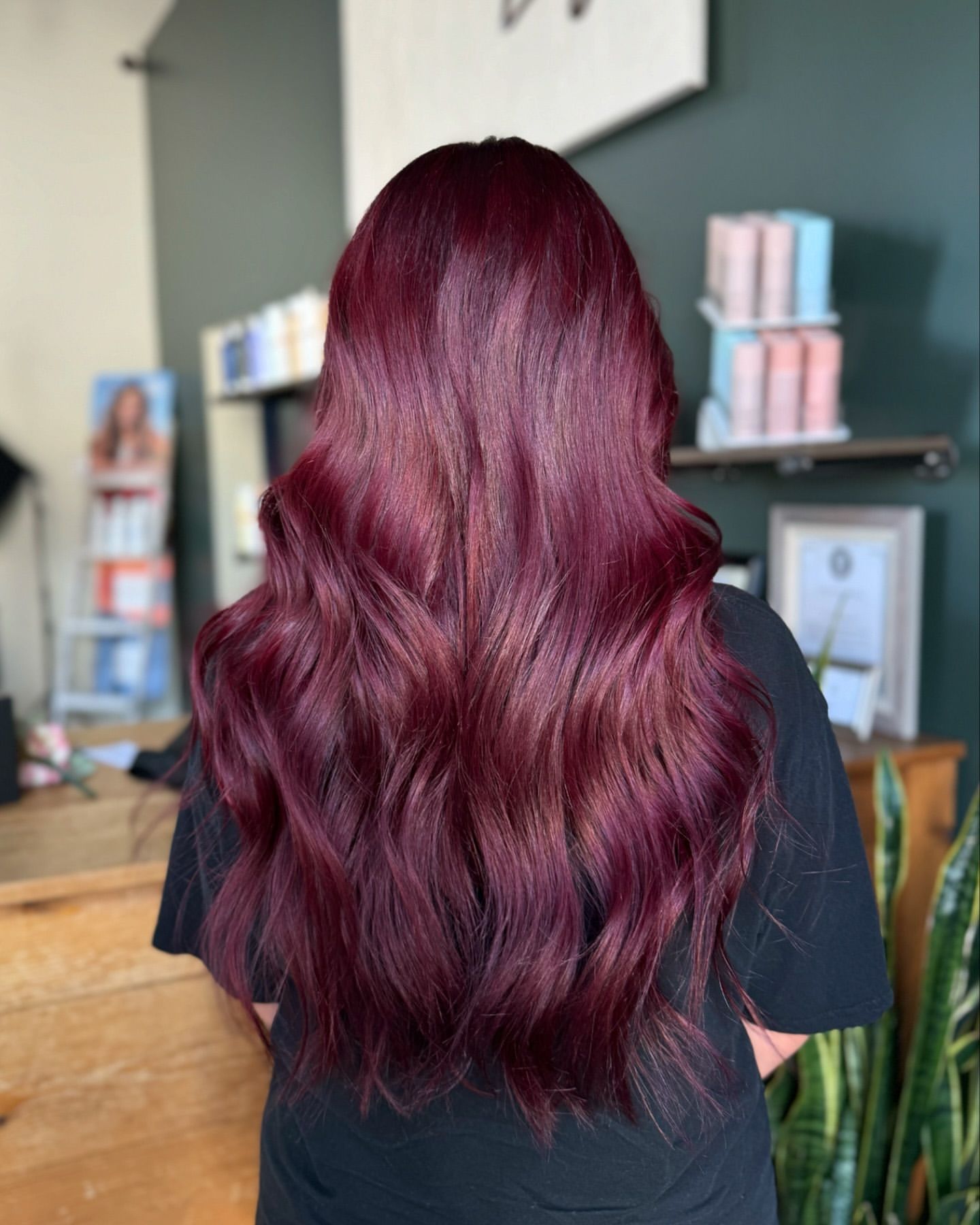 bright burgundy hair