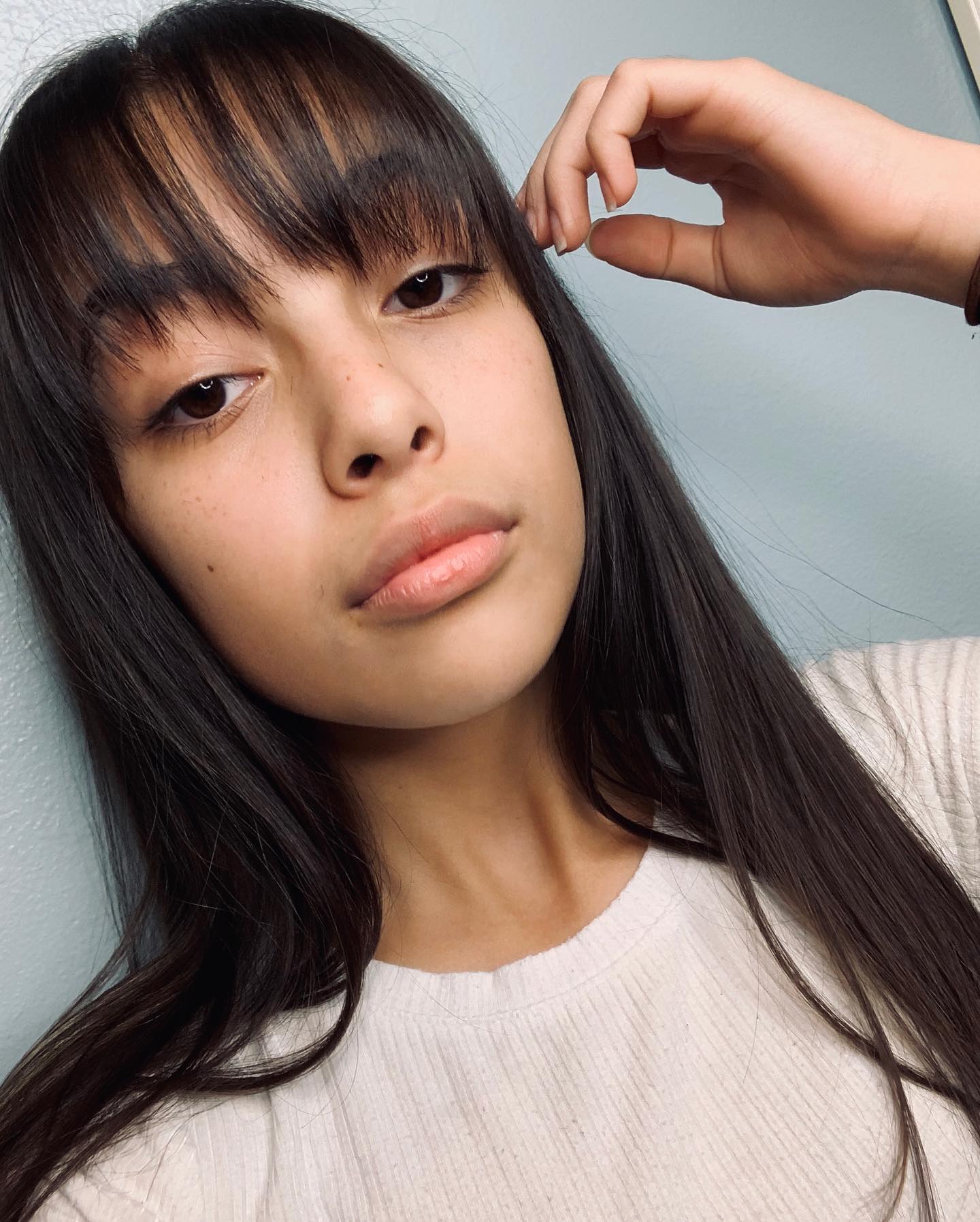 straight hair with wispy bangs