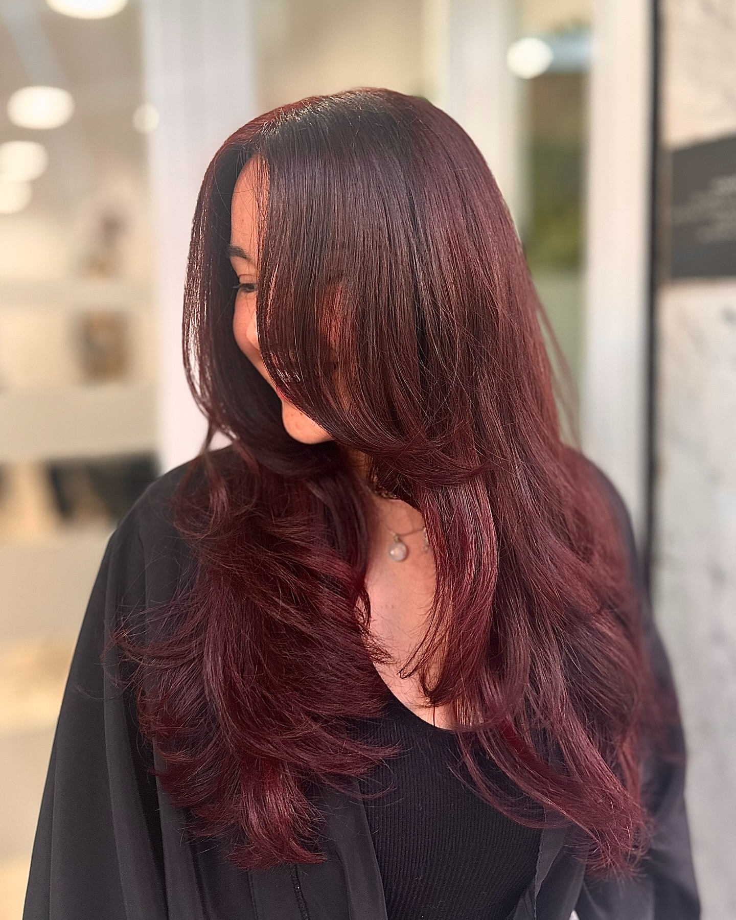 dark burgundy butterfly cut