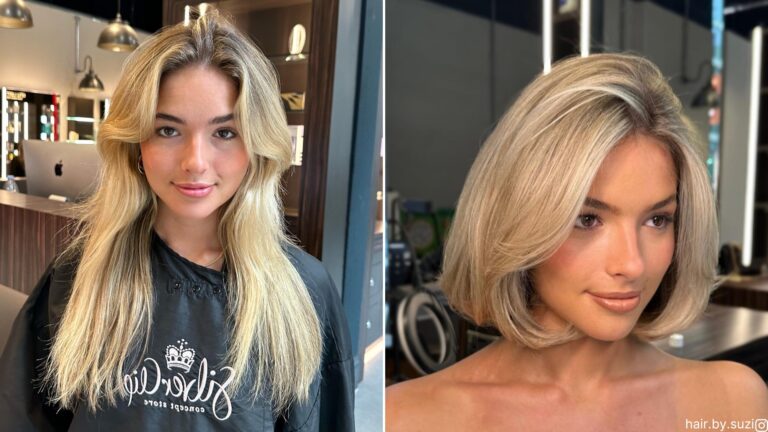 cheveux longs à cheveux courts avant et après