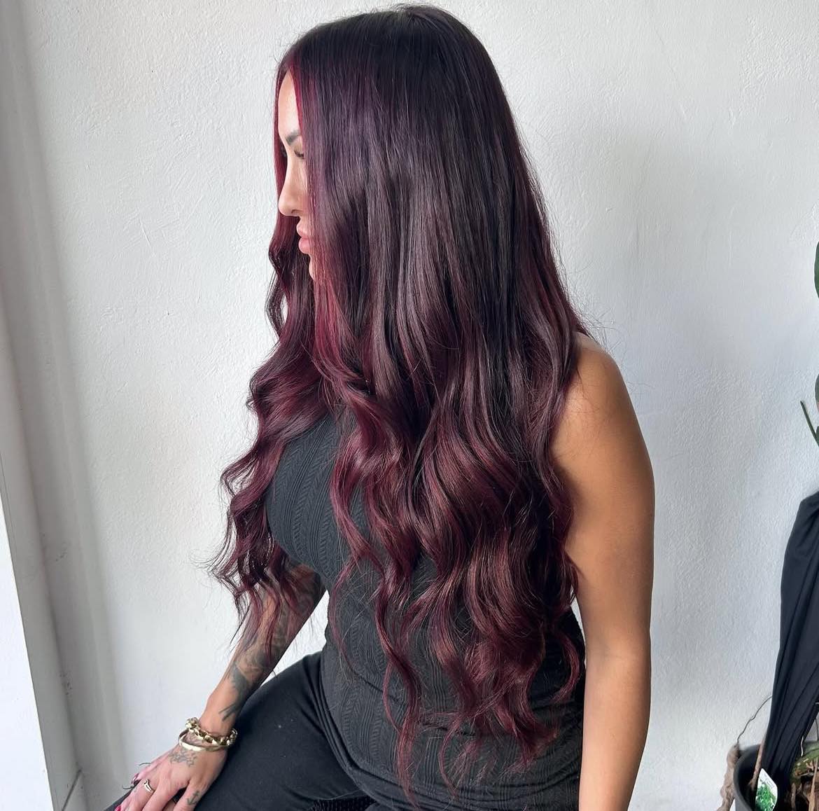 Long And Wavy Cherry Cola Red Hair