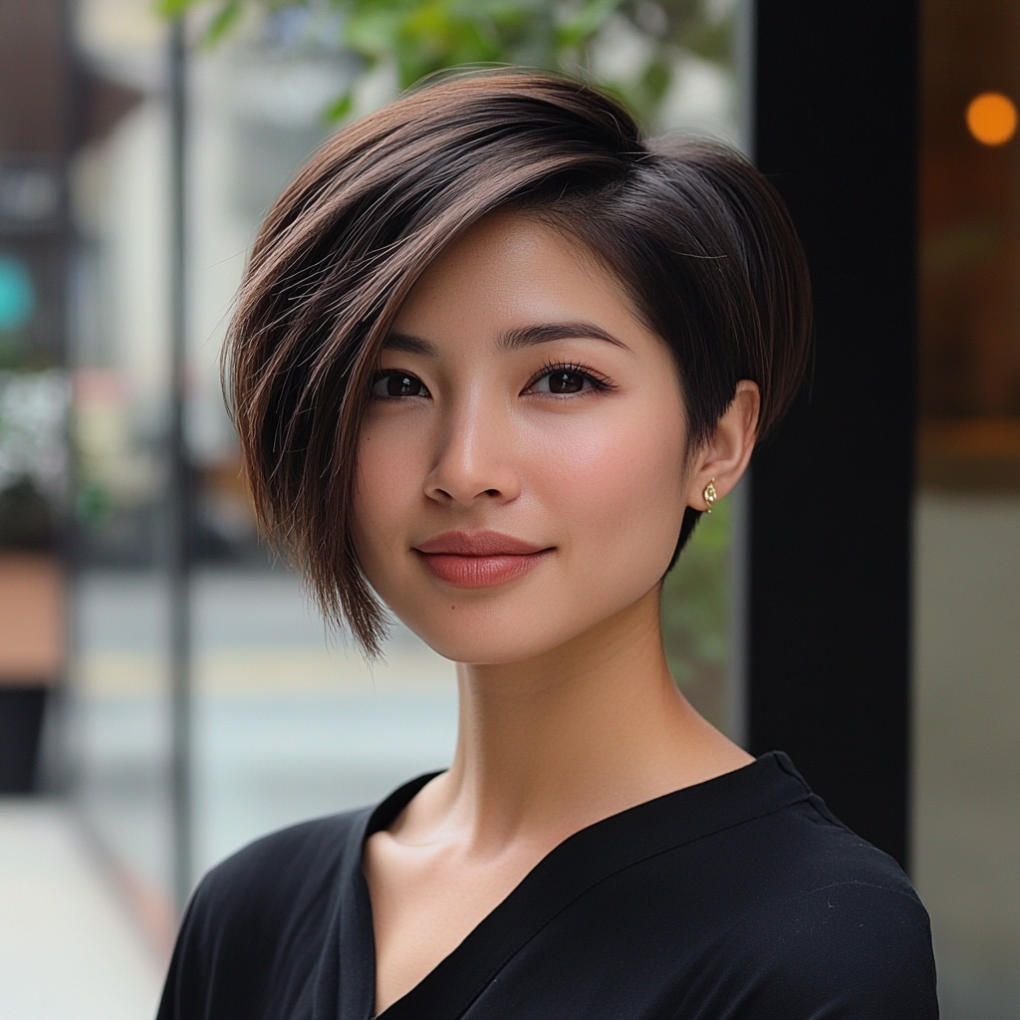 Coupe de cheveux asymétrique pour femmes