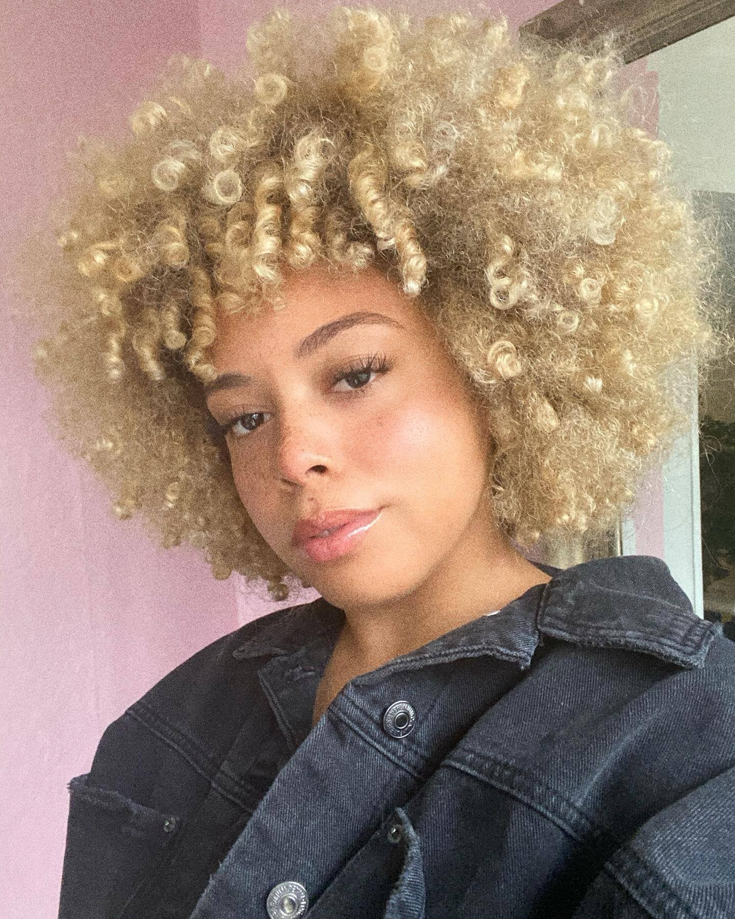 bleach blonde curls