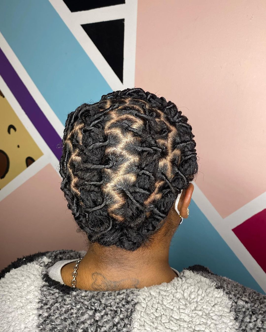 4C hair starter locs with zig zag parting