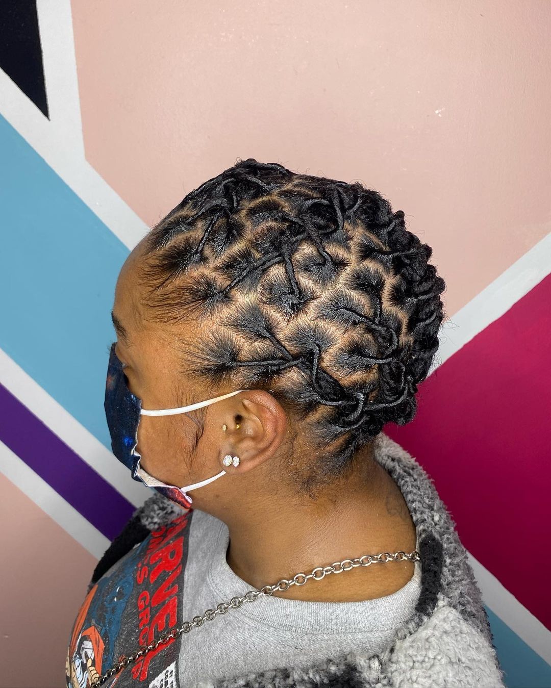 4C hair starter locs with zig zag parting