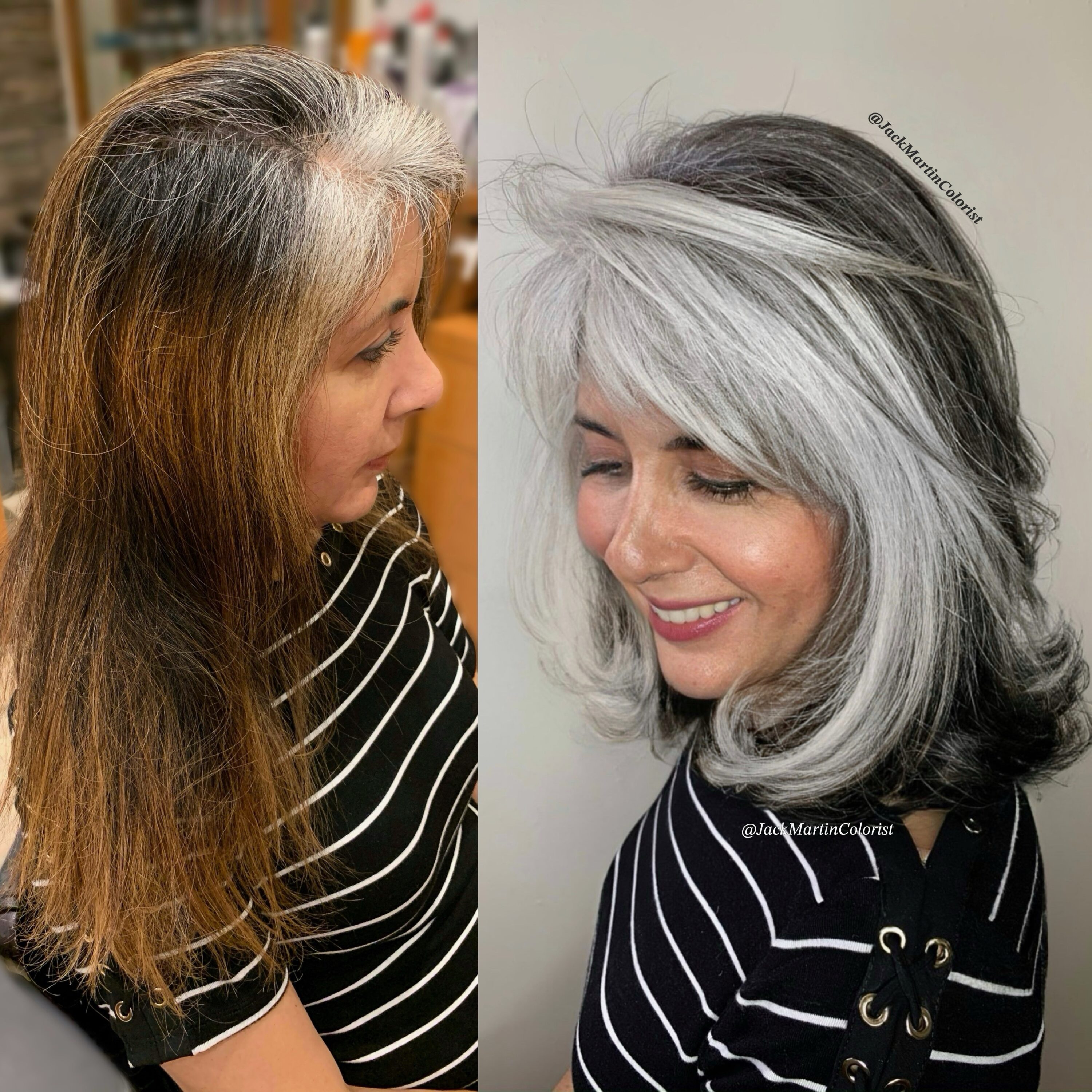 transitional gray blending for dark hair