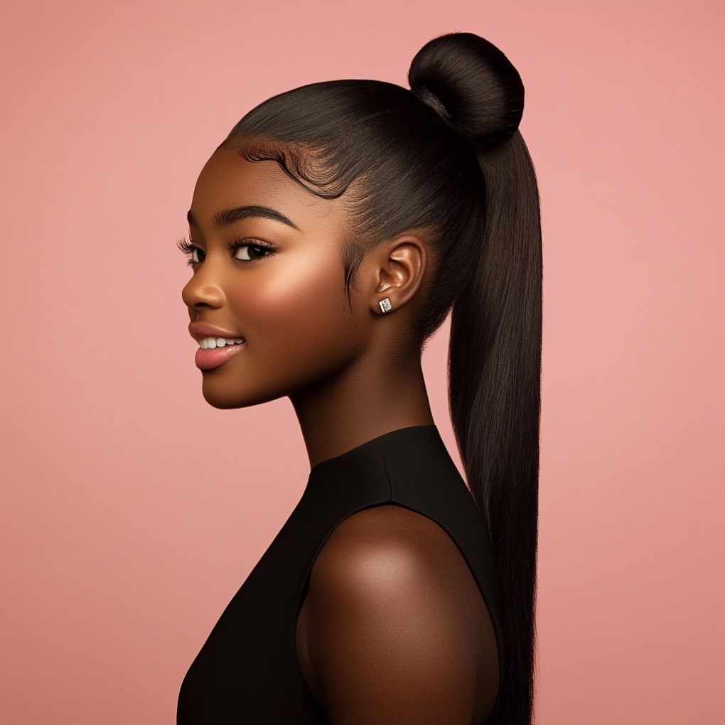 High Ponytail Black Girl Hairstyle