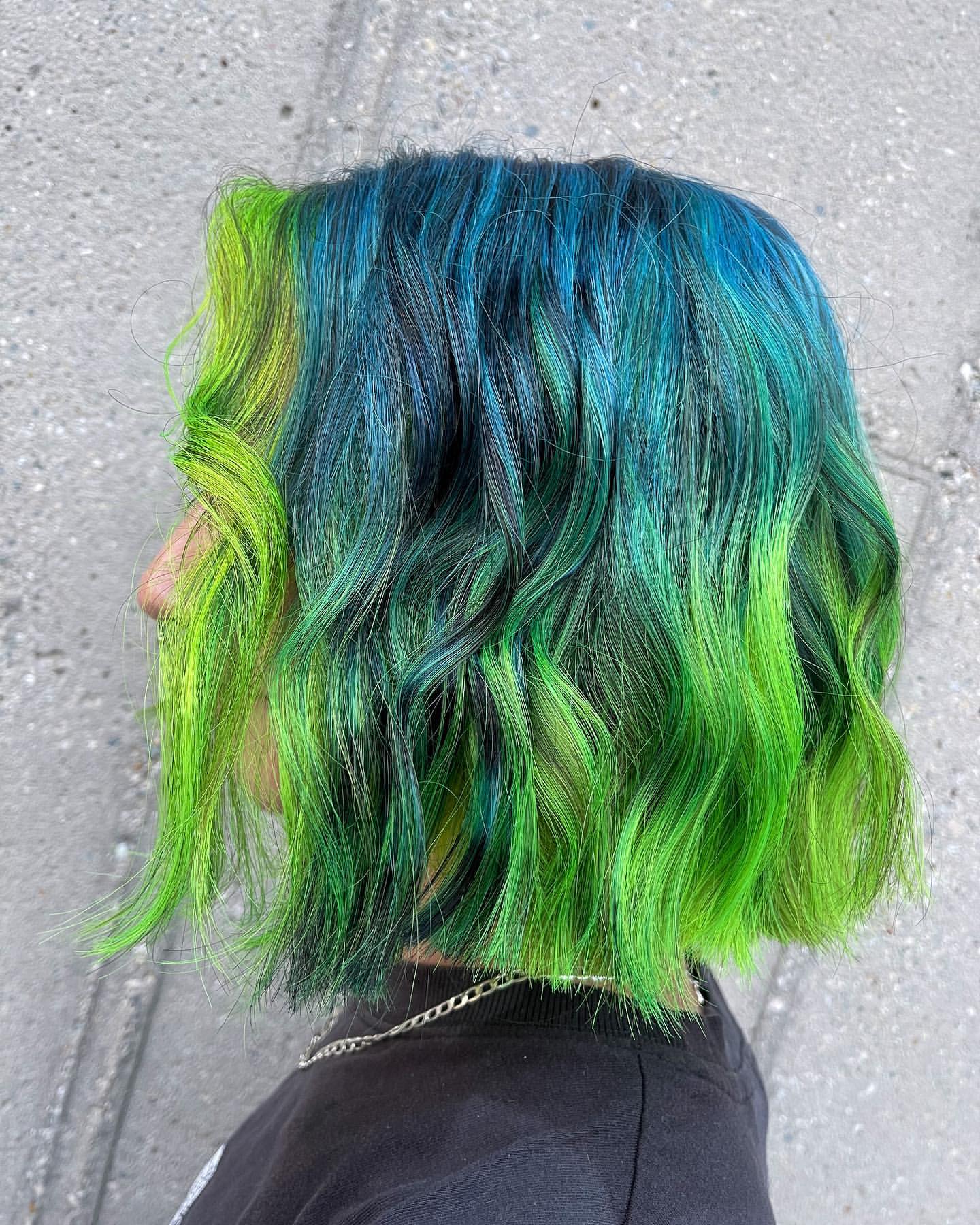 neon green and teal