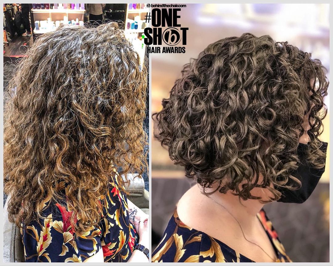 A-line stacked curly bob