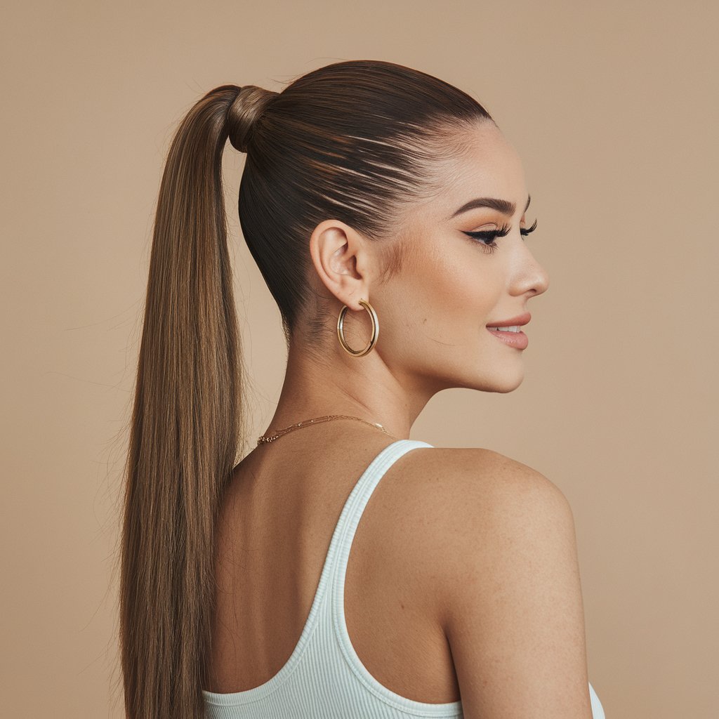 Airport Hairstyle High Ponytail
