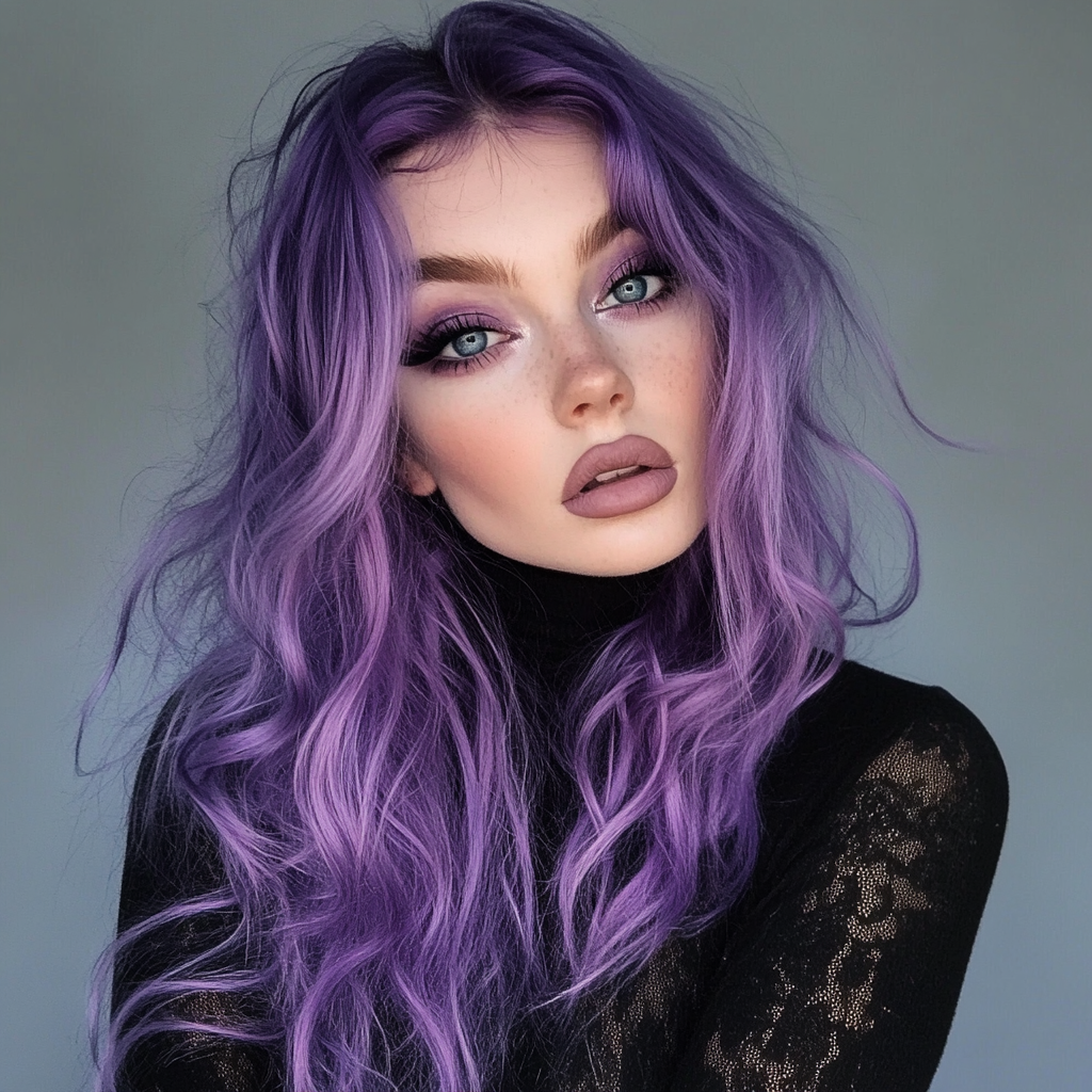 cheveux violet améthyste