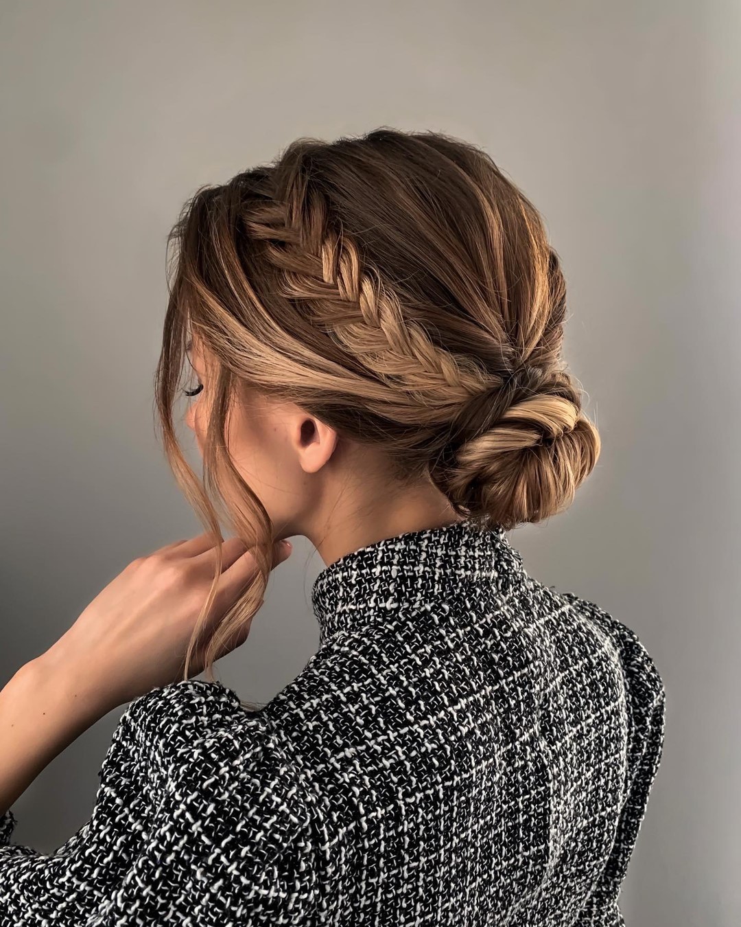 braided bun biker hairstyle