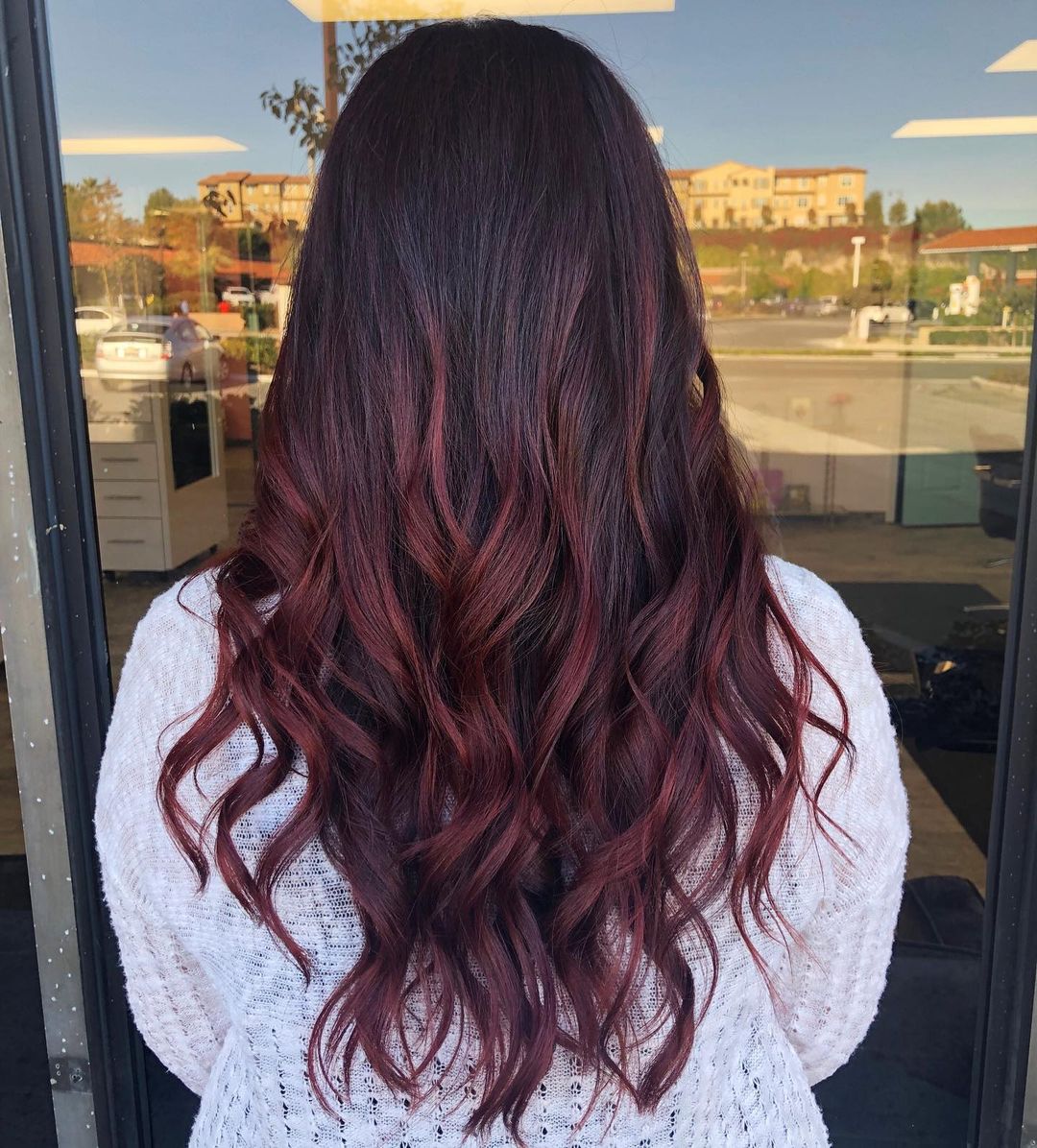 burgundy wine balayage