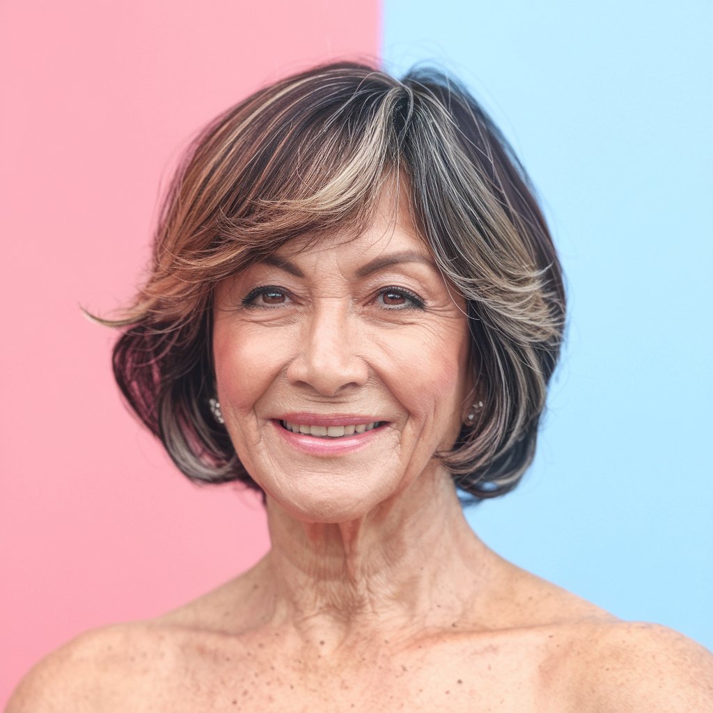 Coiffure à la longueur du menton pour les femmes de plus de 70 ans