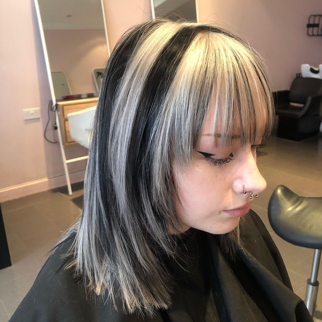 Chunky Black And Blonde Highlights