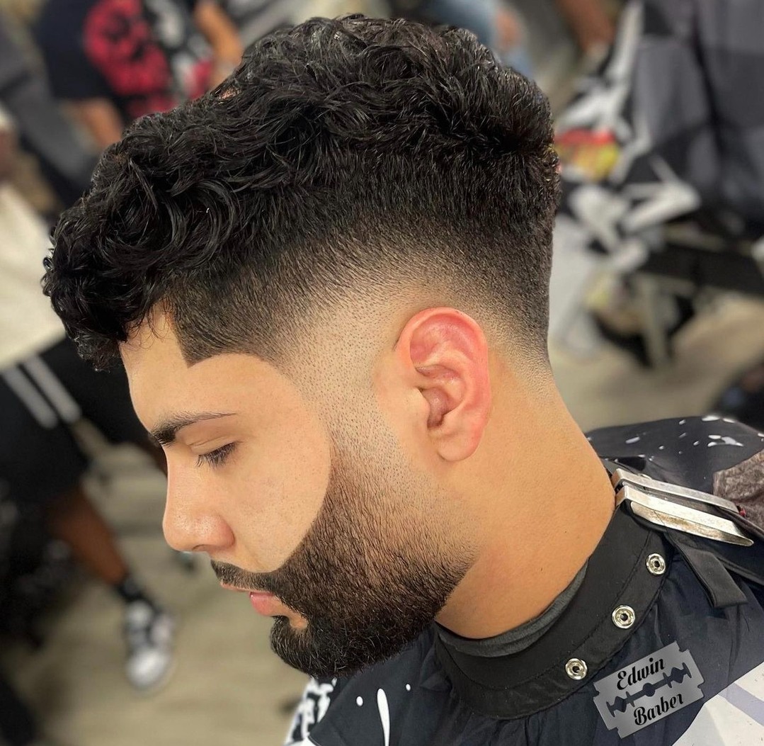 Curly Beard Fade Chic