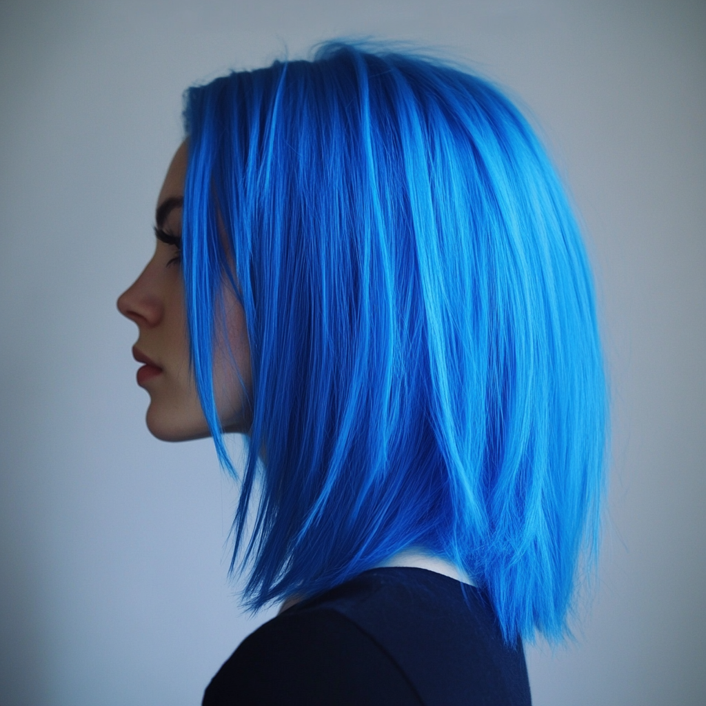 cheveux bleus électrisants