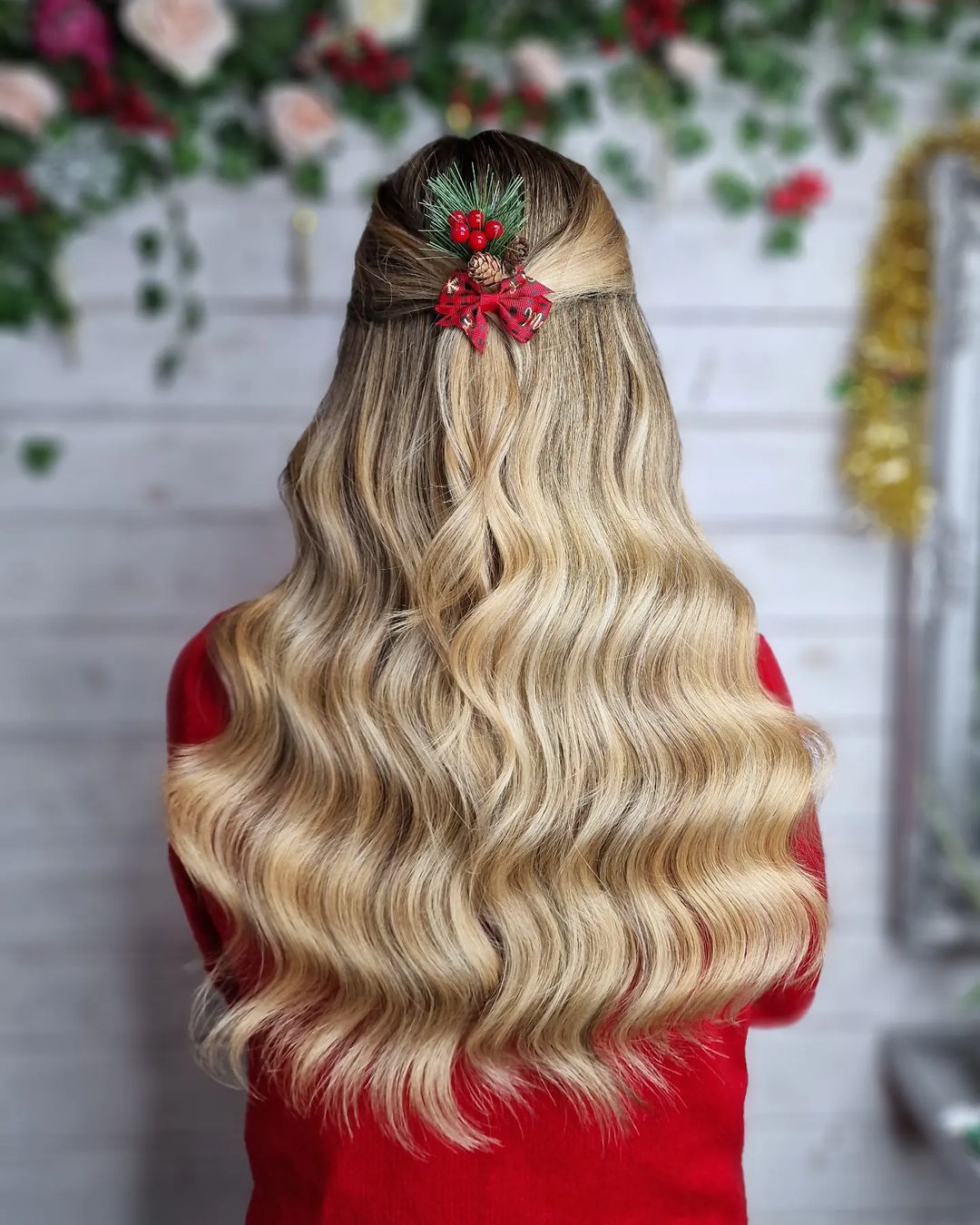 Cabelo comprido dourado de Natal