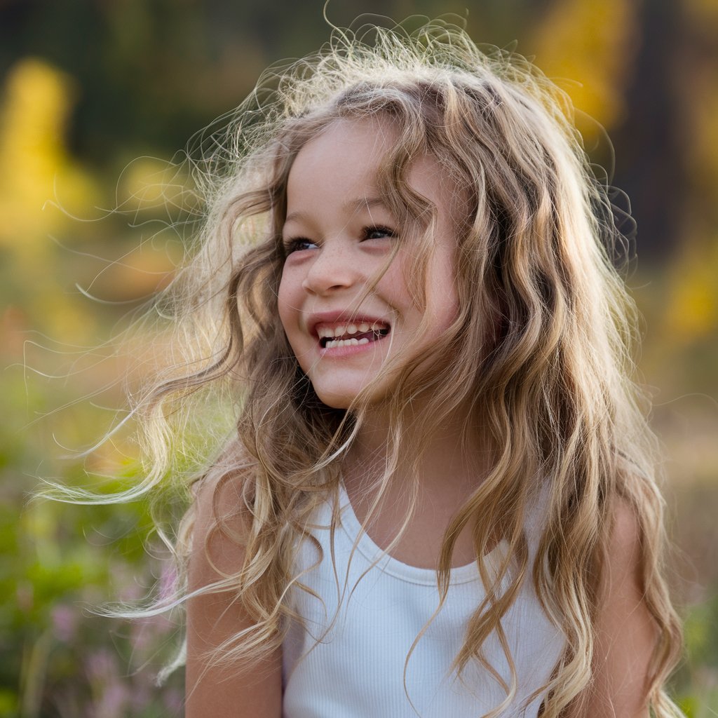 Penteado natural com ondas soltas para crianças