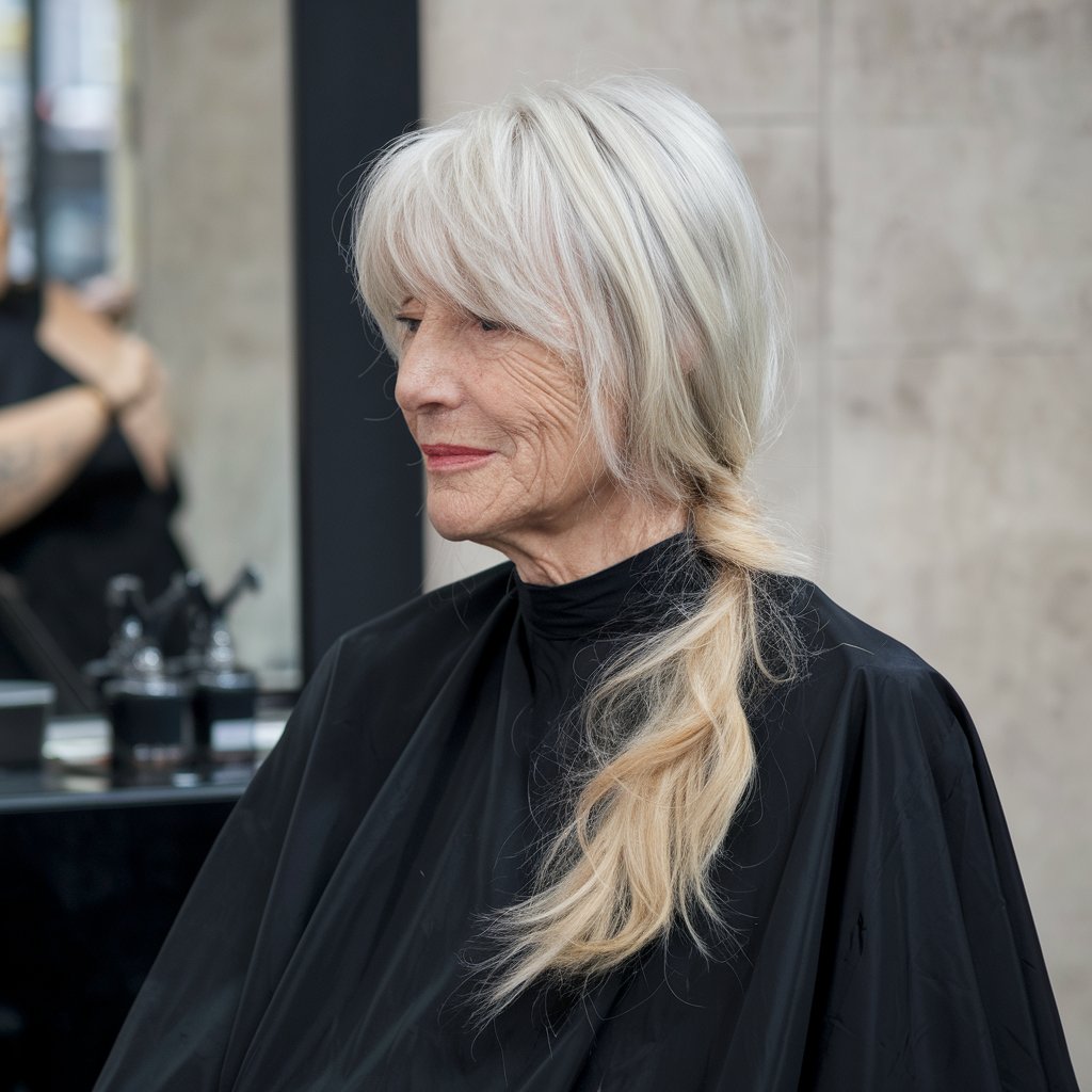 penteado com rabo-de-cavalo baixo para mulheres com mais de 50 anos