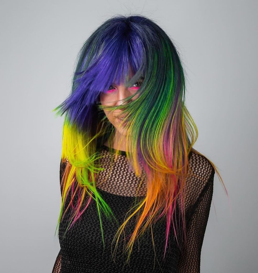 multicolored neon hair