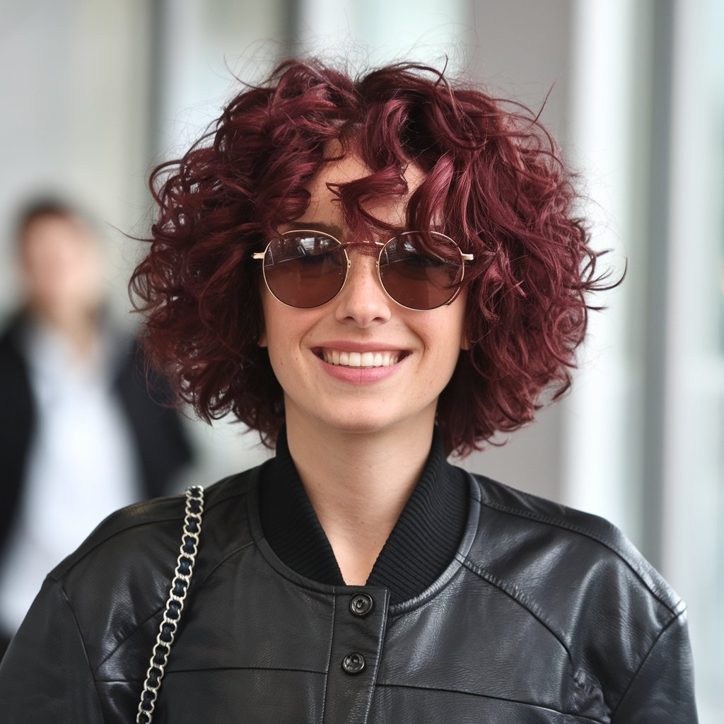 Natural Burgundy Airport Curls
