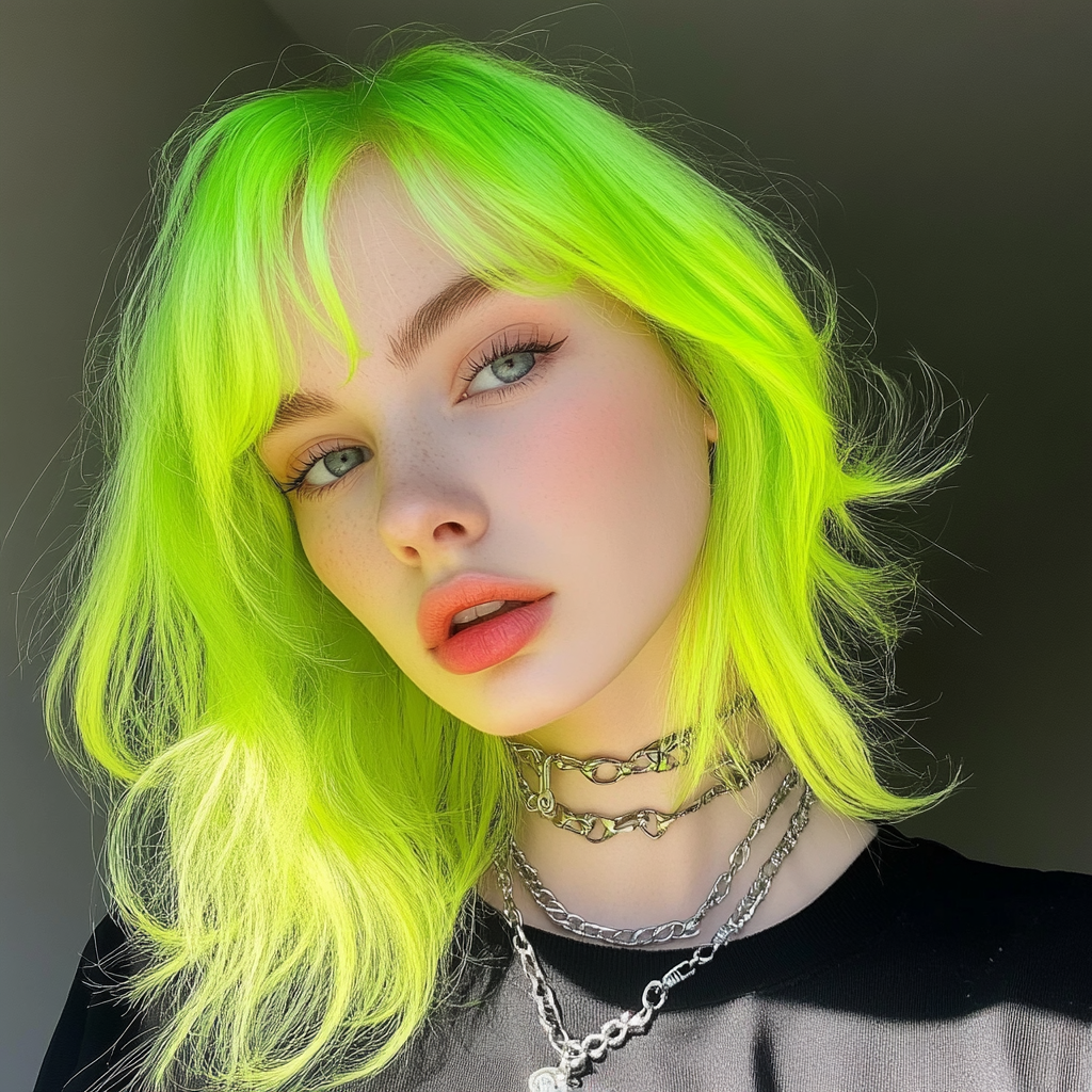 cheveux vert fluo