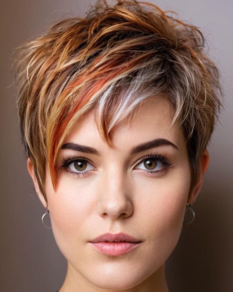 pixie cut with textured highlights