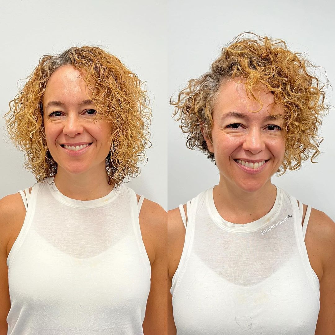 coupe de cheveux bouclée asymétrique