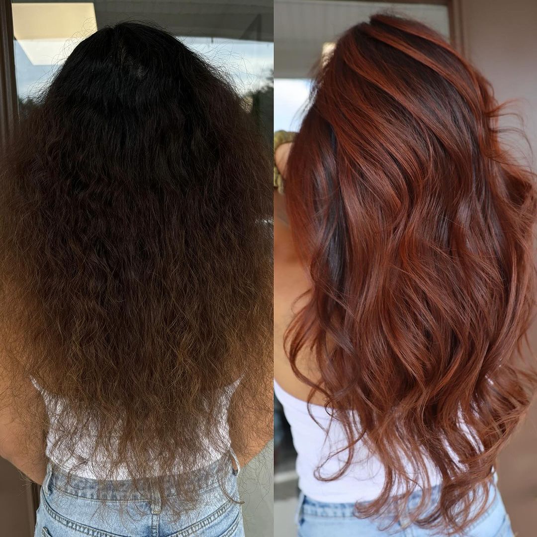 cabelo castanho-avermelhado