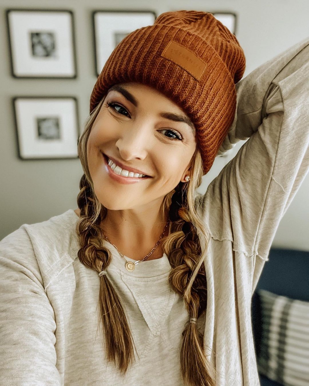 beanie with Double Dutch braids