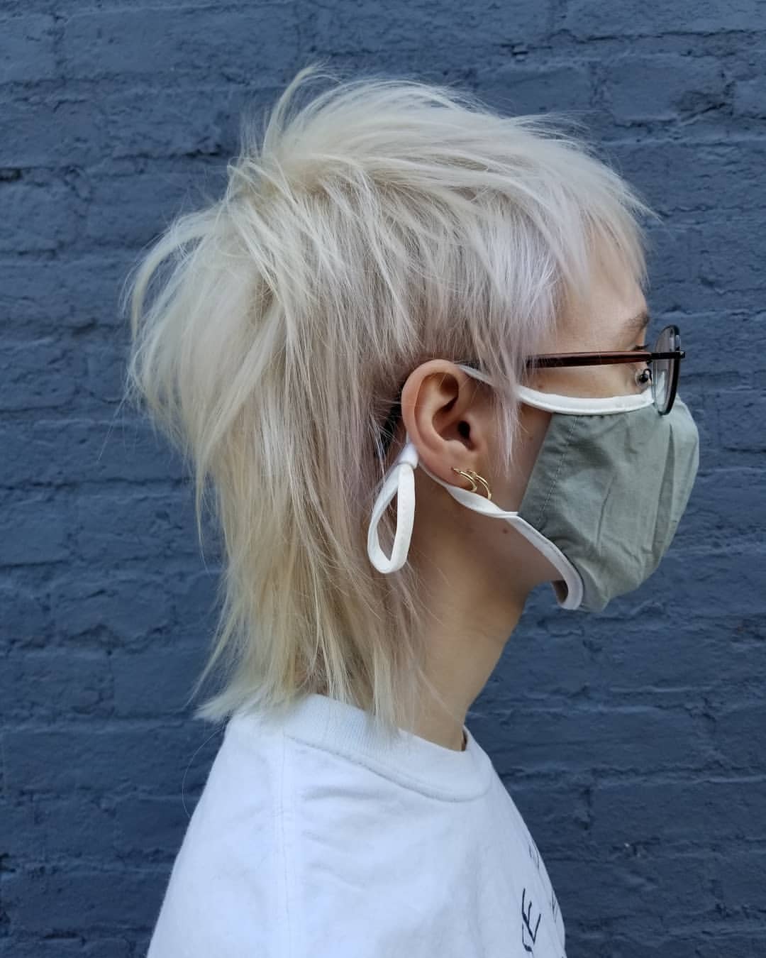 cashmere blonde messy pixie mullet