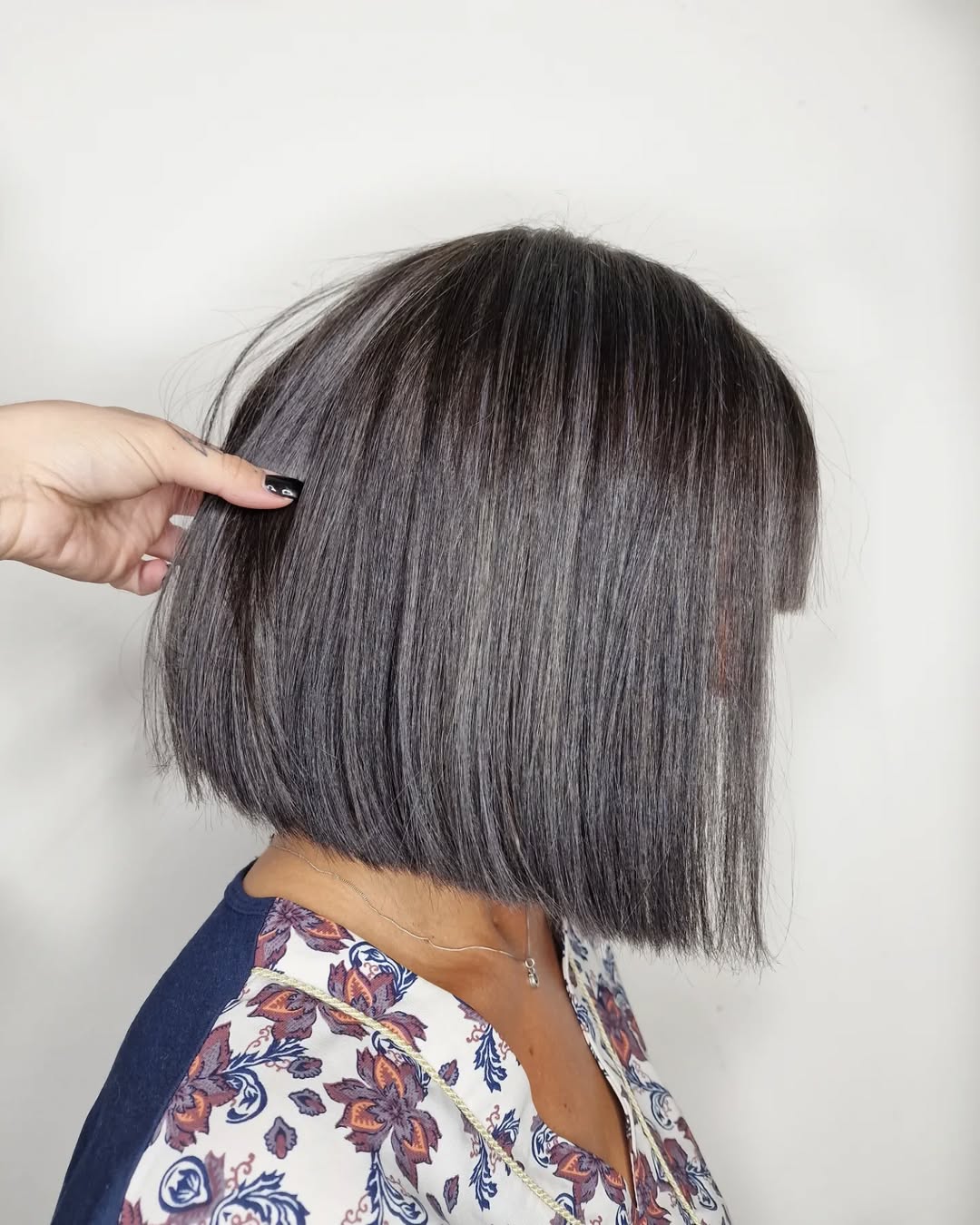 charcoal grey bob