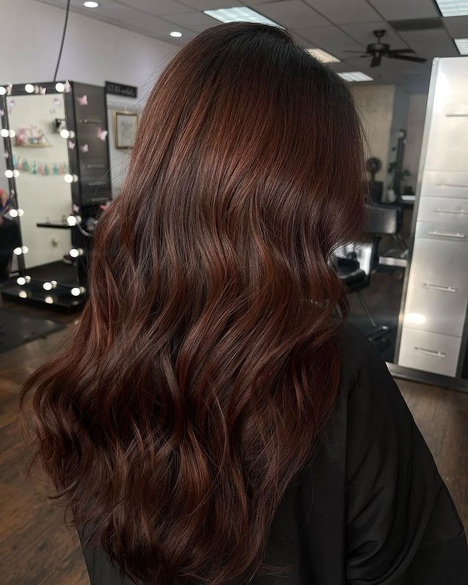 dark brown waves with copper undertones