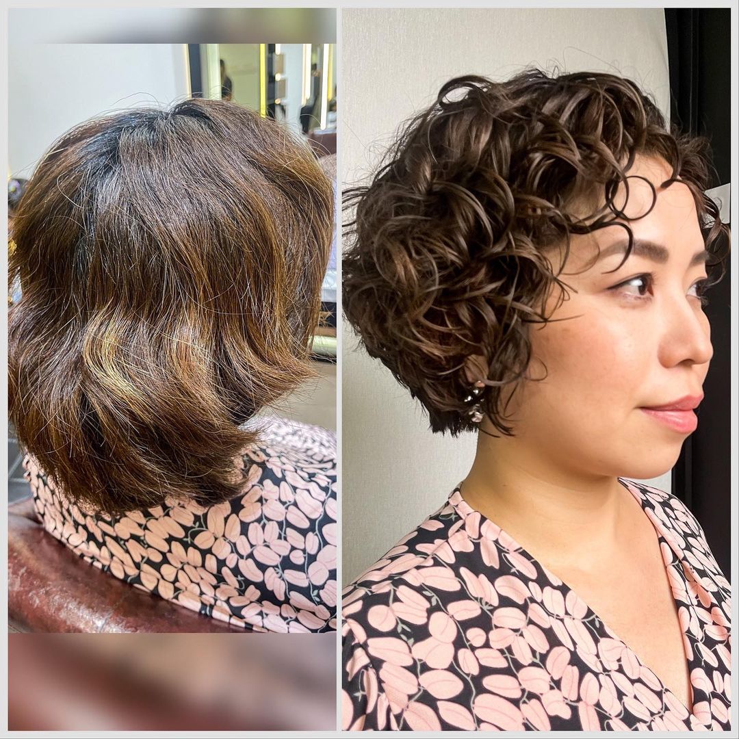 ear-length stacked curly bob