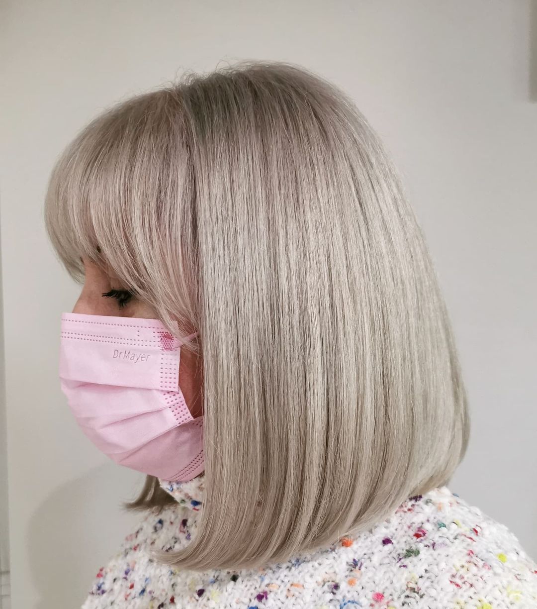 elegant grey bob with bangs