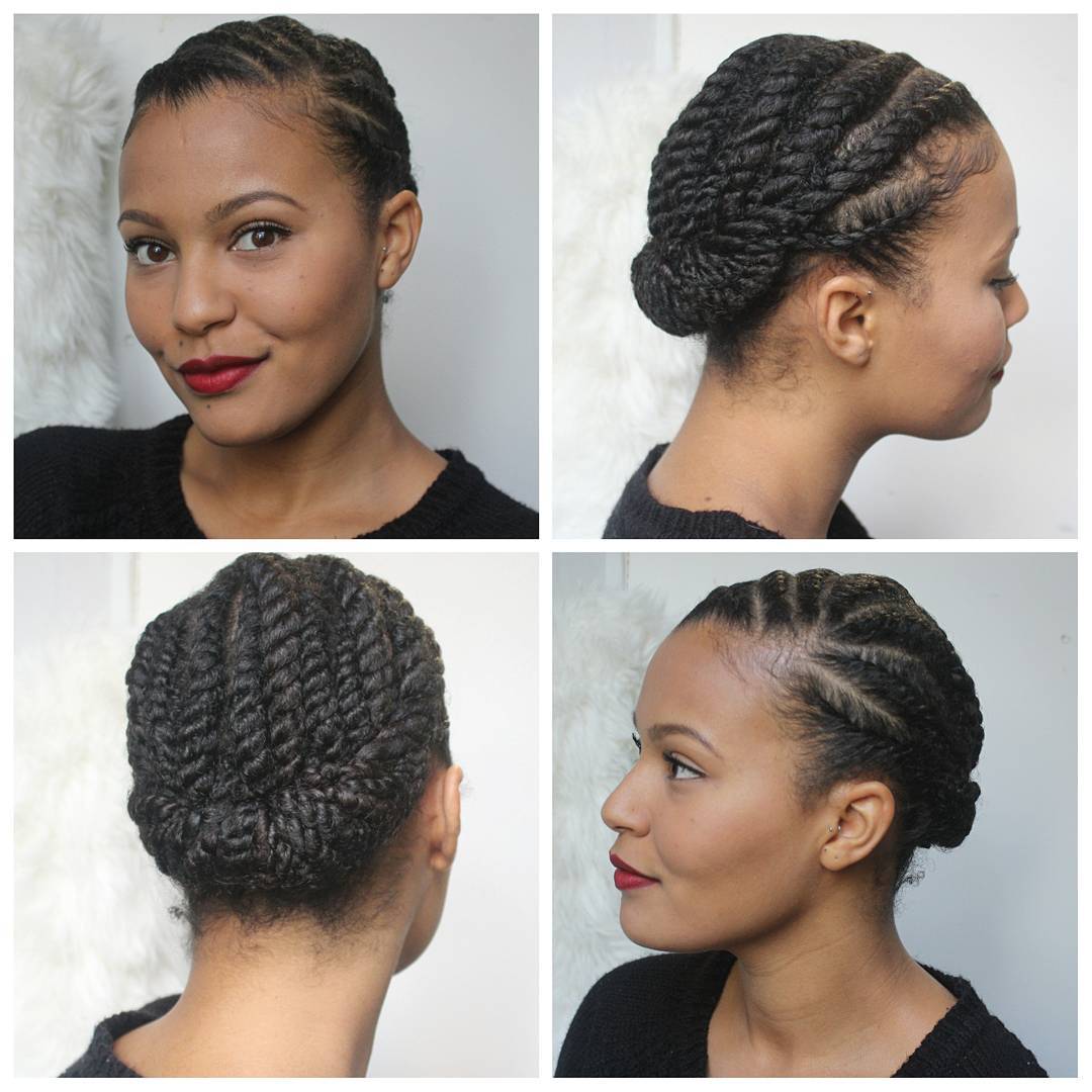 flat twist natural hair updo