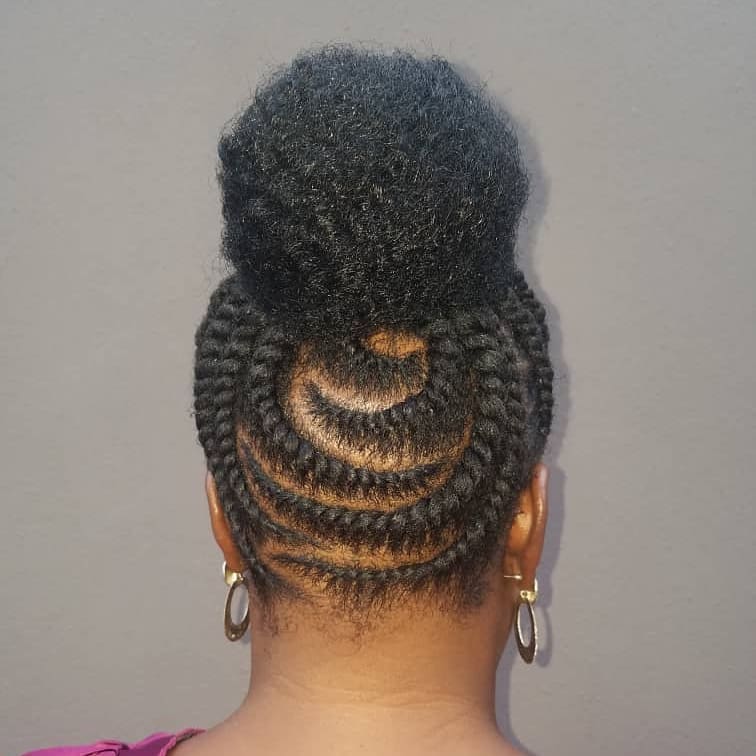 flat twist top knot