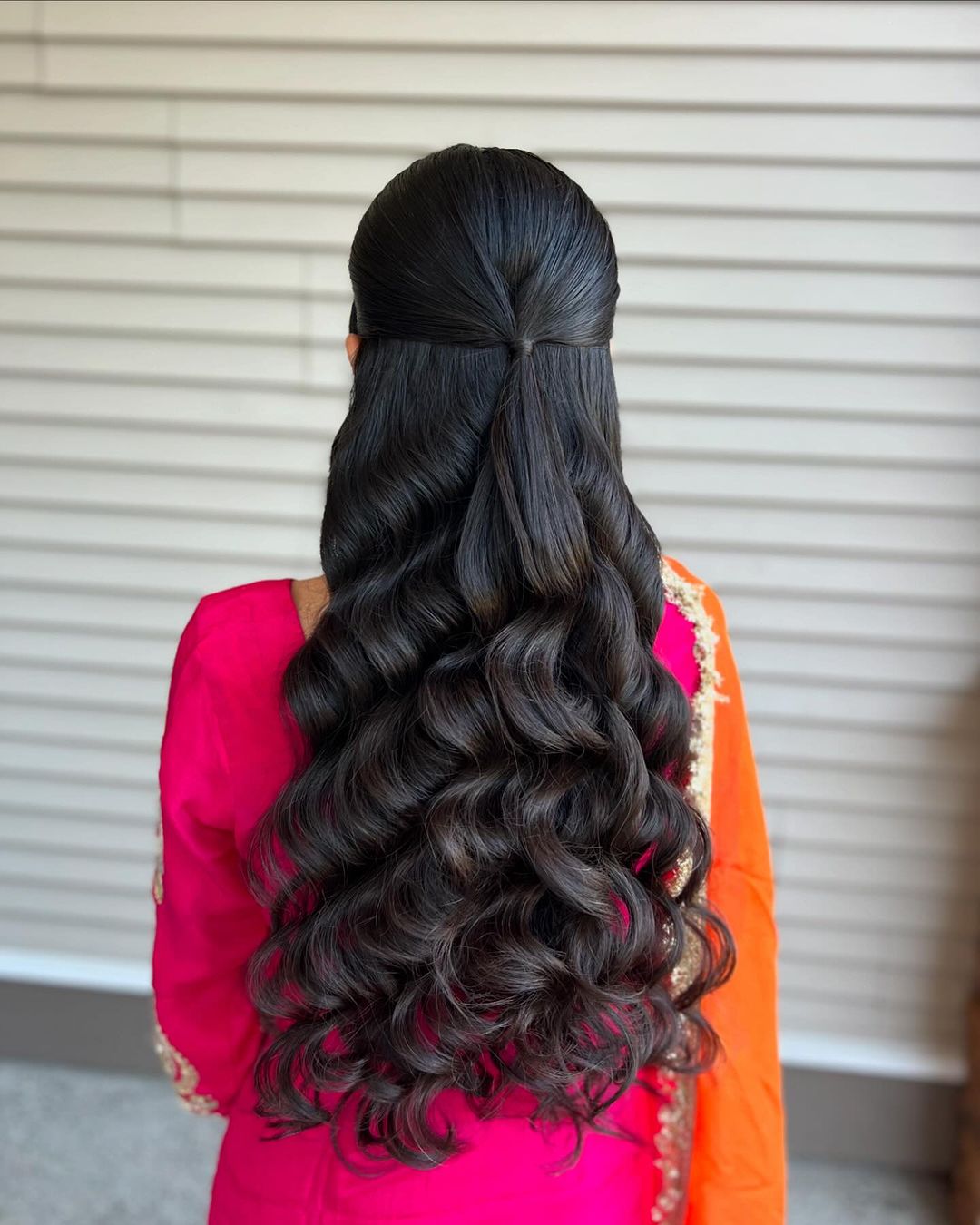 glam wave half-up ponytail